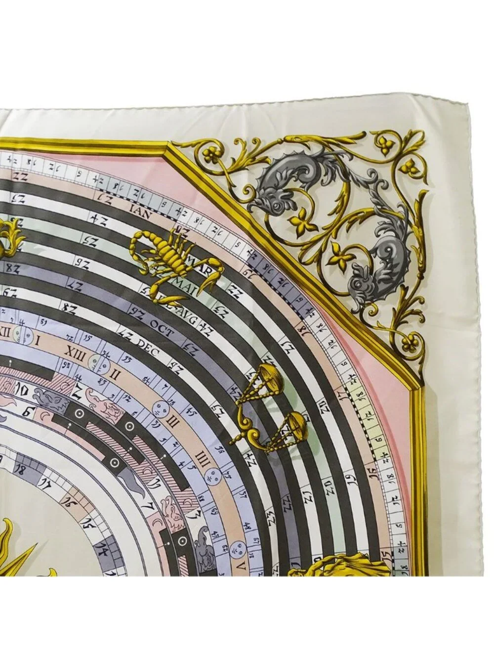 Hermes Scarf Carre 90 Dies Et More Astrology Silk Light Beige Purple Large